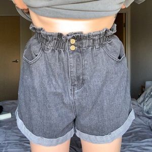 Paper Bag Waist Mom Jean Shorts